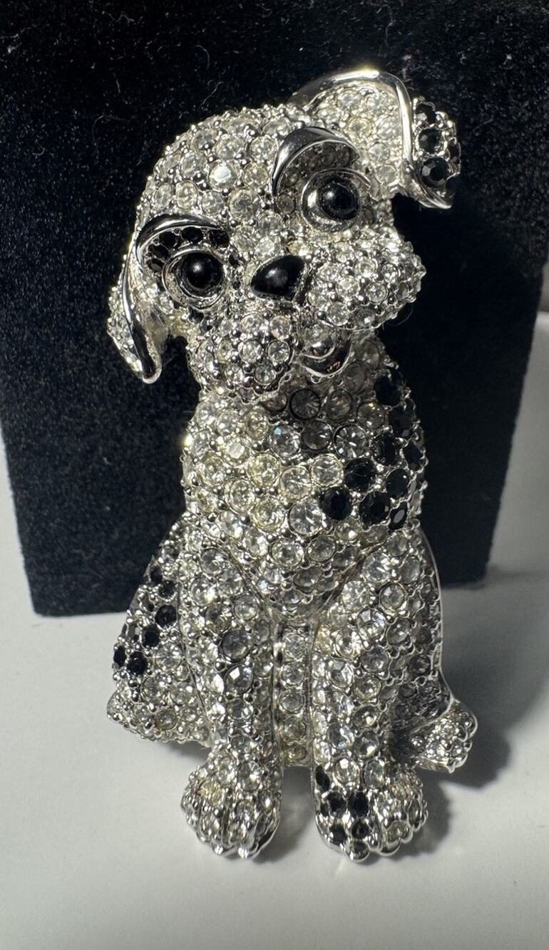 Vintage Swarovski Signed Swan Pavé Crystal Dalmatian Puppy Dog Brooch